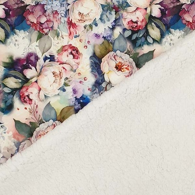 Softshell s beránkem, barevné květy, š.145