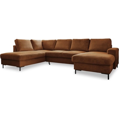Miuform Оранжево-кафяв разтегателен ъглов диван от рипсено кадифе (ляв ъгъл) Lofty Lilly - Miuform (1089ON31)