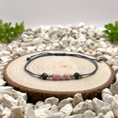 Certom Provázkový náramek s jaspisem, achátem a stříbrnými detaily 0128