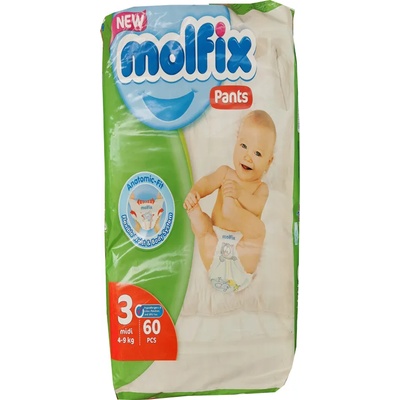 Molfix pants бебешки гащи 3, 60 броя, 4-9кг