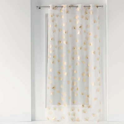 Voálová záclona v bielej a zlatej farbe 140x240 cm Ginkgold – douceur d'intérieur