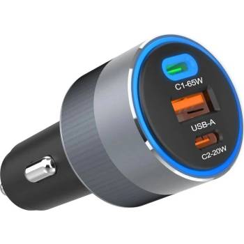 Forcell F-Energy ALU 2x USB-C & USB-A 65W Nabíječka do auta - šedá