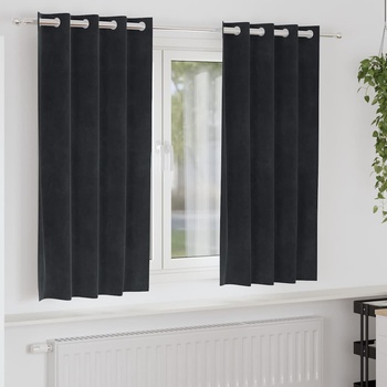 vidaXL Затъмняващи завеси 2 pcs Черно 140 x 175 cm Кадифе (4107164)