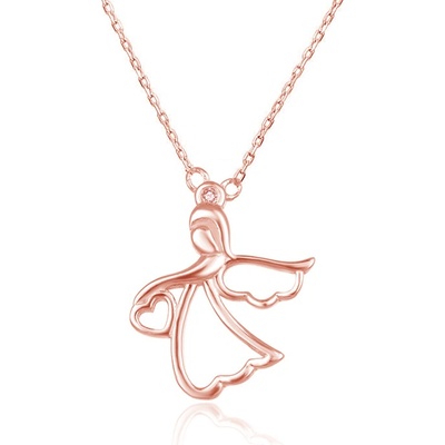 Beneto Bronzový náhrdelník s anjelikom AGS1326 / 47-ROSE