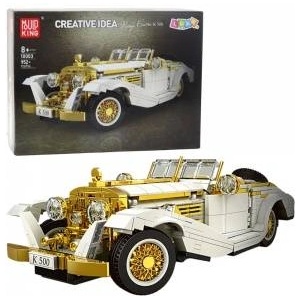 LEAN Toys Construction Bricks Vintage Classic Car K500 White and Gold 952 pcs