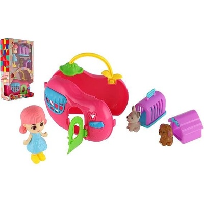 Teddies s domečkem s mazlíčky 2 ks