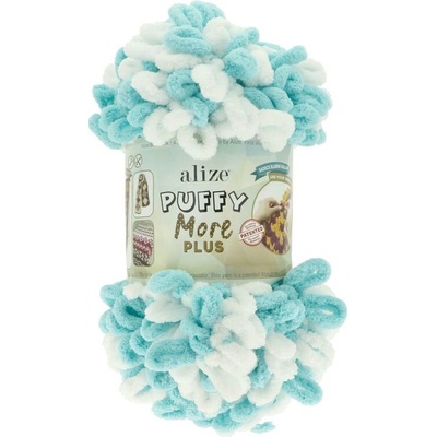 Alize Puffy More Plus 8001 biela s modrou