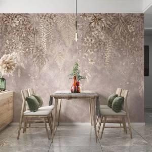 Art Gift Decor Фототапет нежни бежови цветя и висяща ботаника