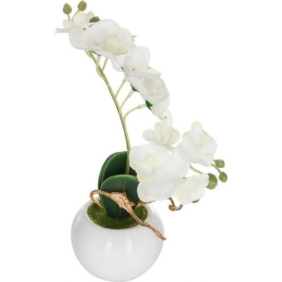 Atmosphera Bílá umělá orchidej ve květináči, 25 cm bílá