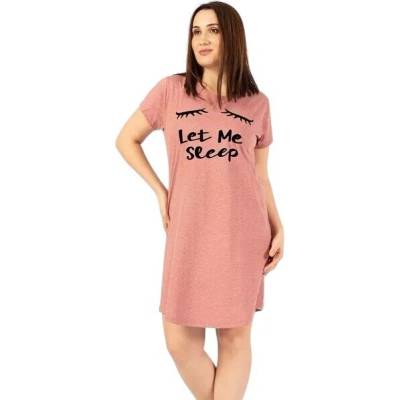 Макси нощница в пастелно-розов цвят с черен надпис