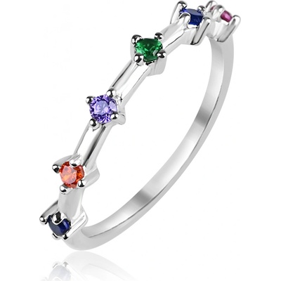 Meucci Stříbrný prsten s barevnými zirkony SR186