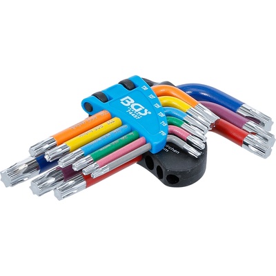 BGS Technic Sada zahnutých kľúčov viacfarebné krátke T-profil pre torx T10 - T50 9-dielna BGS 74457