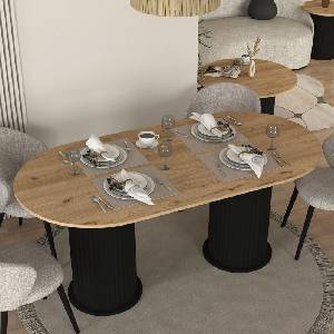 TopMebel Маса за хранене Bohema TopMebel от меламин в черен - sepet oak цвят 180x90x77, 7cm