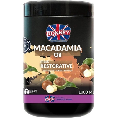 Ronney MACADAMIA Oil Posilňujúca maska na slabé a suché vlasy 1000 ml