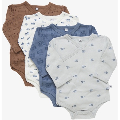 Pippi kojenecké body s dlouhým rukávem OEKO TEX set 4ks