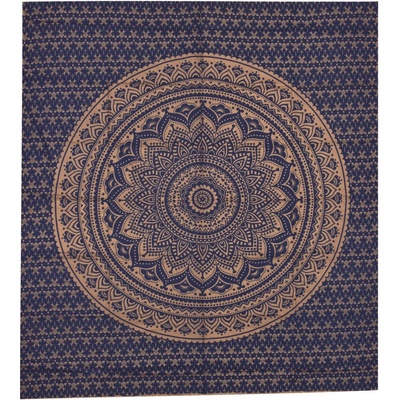 Sanu Babu přehoz na postel s tiskem Mandala modro-zlatý 220 x 200 cm
