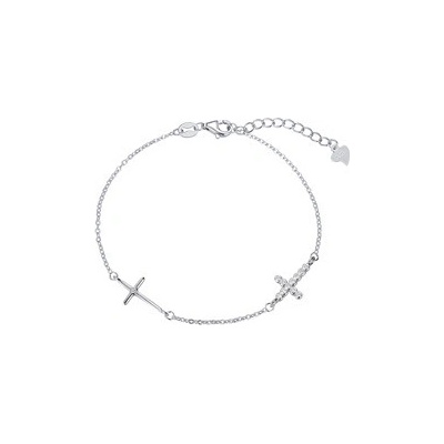Nubis dámský stříbrný náramek s křížky NB-1174