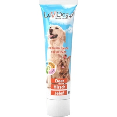 LoviPet Lovi Dog Snack Creme Pate Dear - пастет за кучета в тубичка, с дивеч, витамини и омега-3, 90 г