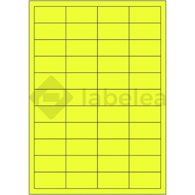Labelea Samolepiace etikety 48,5x25,4 mm signálne farebné papierové, na hárku A4, pre laserovú tlač, Farba etikiet Signálna žltá, Počet hárkov v balení 100 EPY048025SY044S