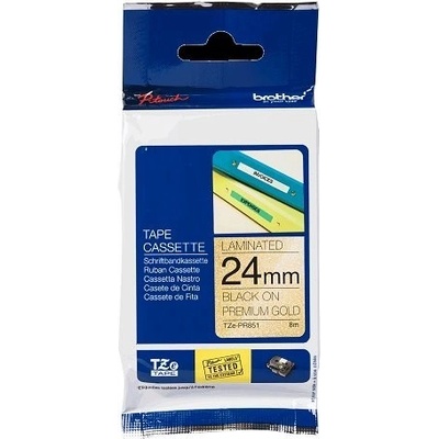 páska BROTHER TZePR851 čierne písmo, zlatá premium páska Tape (24mm) (TZEPR851)