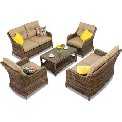 Garden Point Комплект ексклузивни мебели от техноратан Toledo Coffee 6 кафяво Garden Point (GAP120-9)