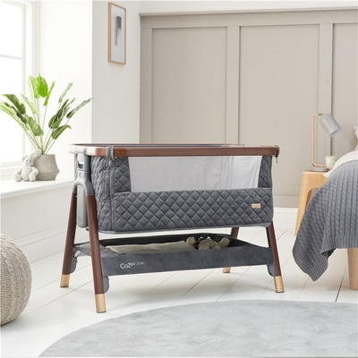 tutti Bambini CoZee Luxe Bedside Crib 83x52cm 2024 Walnut/Slate