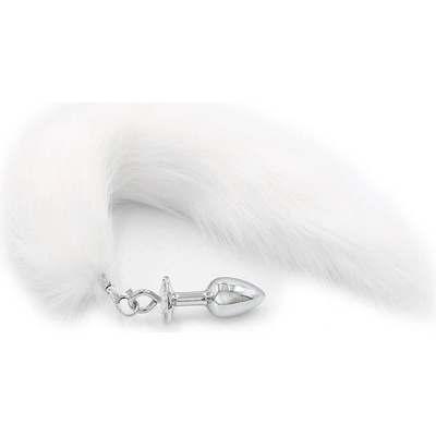 Basic X kovový anální kolík s ocasem bílý