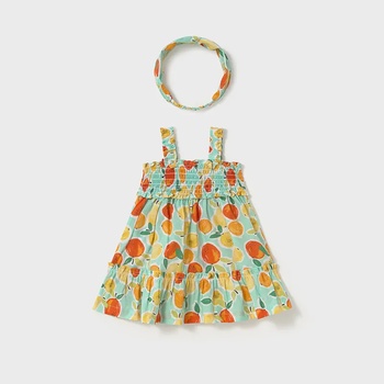 Mayoral Рокля с лента аква плодове за мини момиче Майорал