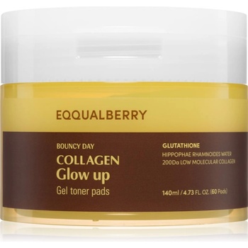 EQQUALBERRY Collagen Glow Up Gel Toner Pads тонизиращи възглавнички за озаряване на лицето 60 бр