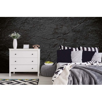 DIMEX ART s. r. o Самозалепваща се флизелинова фототапета черна напукана текстура 375 x 250 см