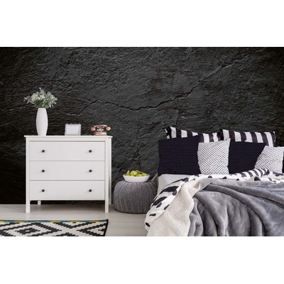 DIMEX ART Самозалепваща се флизелинова фототапета черна напукана текстура 375 x 250 см