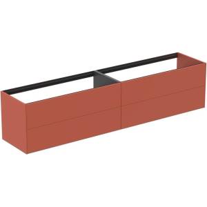 Ideal Standard Atelier Conca стенен шкаф за шкафове, червено-оранжев мат, 4 чекмеджета, 240 см (T4336Y3)