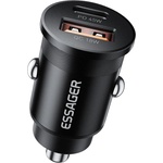 ESSAGER ES-CC15 45W зарядно за кола, USB-A, Type-C, ултракомпактен - черен/сив