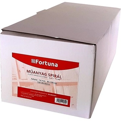FORTUNA Спирала за подаване на документи от пластмаса FORTUNA 14mm 81-100 листа черна 100/барабан 09.0052401 (09.0052401)