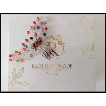 Image 1 of Radi handmade Гребенче за коса със сребърни и коралови кристали (346)