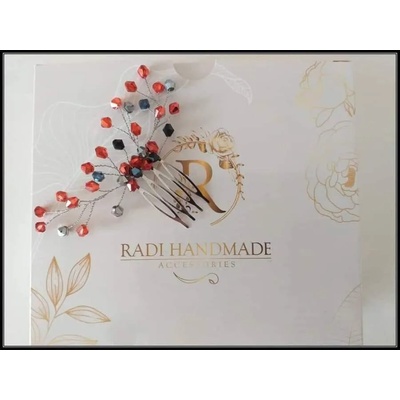 Radi handmade Гребенче за коса със сребърни и коралови кристали (346)