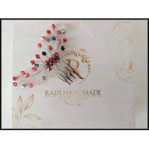 Radi handmade Гребенче за коса със сребърни и коралови кристали (346)
