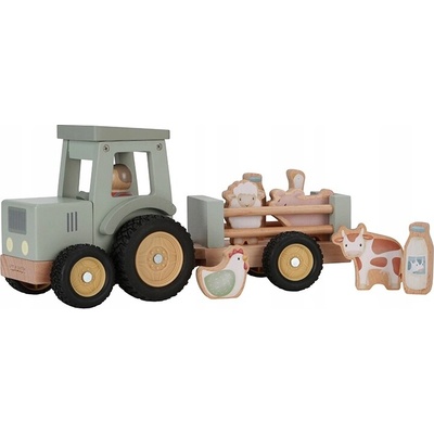 Little Dutch Drevený poľnohospodársky traktor s prívesom