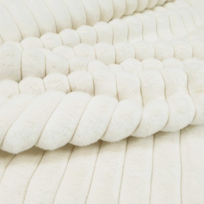 Umelá kožušina N6027 ivory v pruhoch, š.165