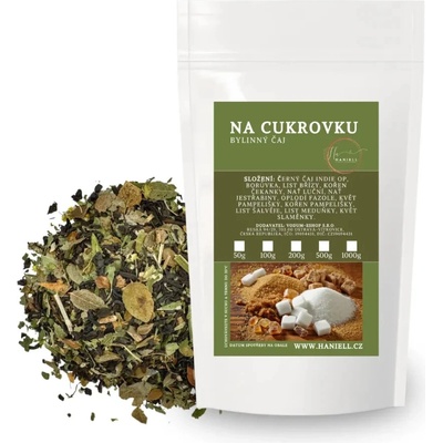 Haniell Bylinný čaj Rovnováha cukru s čiernym čajom a bylinami pre metabolickú harmóniu 100 g