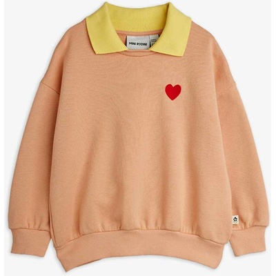 Mini Rodini mikina s límečkem Heart meruňková