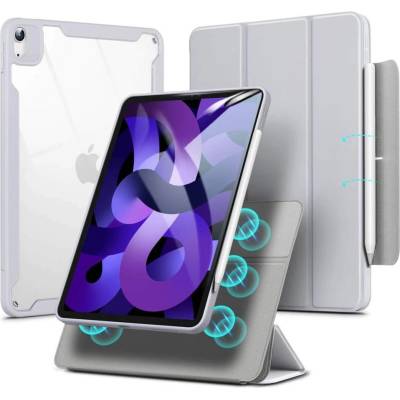 ESR Rebound Hybrid Case 360 - полиуретанов калъф с отделящ се кейс и поставка за iPad Air 5 (2022), iPad Air 4 (2020) (сив-прозрачен)