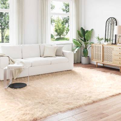 vidaXL Изкуствена овча килим TAFALLA Бежово 240 x 340 см Полиестер (42021486)