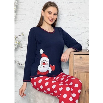 Image 1 of Дамска пижама в тъмносиньо и червено с Дядо Коледа