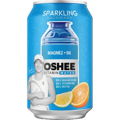 Oshee vitamínová voda Magnesium+B6 citron pomeranč perlivá plech 330 ml