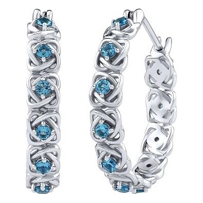 Silvego Strieborné náušnice kruhy Elsie so syntetickým aquamarínom JJJ1856ESAQ