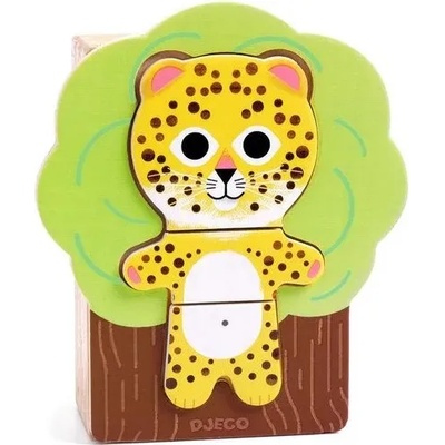 DJECO Дървен пъзел Djeco - Подреди животните, 19 части (DJ01626)