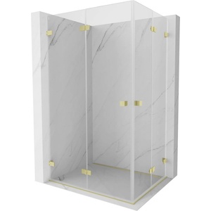 Mexen Lunar-F Duo сгъваем душ кабина 90 x 80 см, прозрачна, златиста четкована - 836-090L-080P-55-00 (836-090L-080P-55-00)