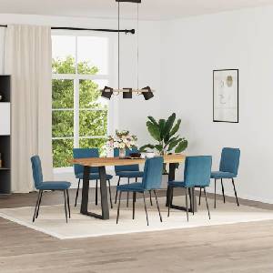 vidaXL Трапезни столове, 6 бр, сини, кадифе (3315624)
