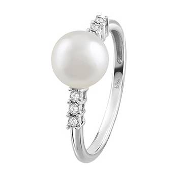 Bliss Златен пръстен с перла и диаманти Bliss 20101424 (20101424)